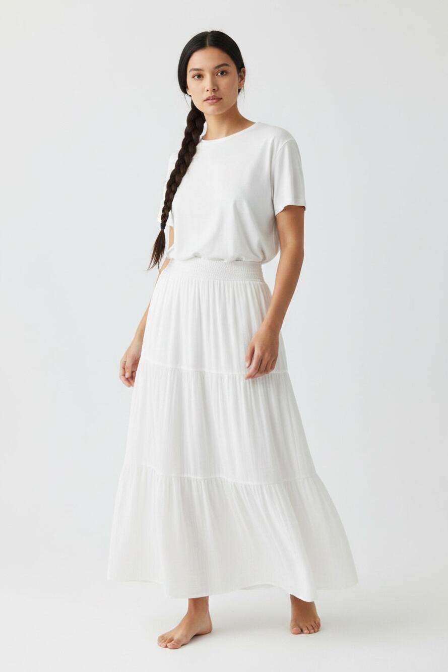 Long white Skirt Sz Large 12/14 Boho Whimsy Cottagecore Indie Glam Faded Glory